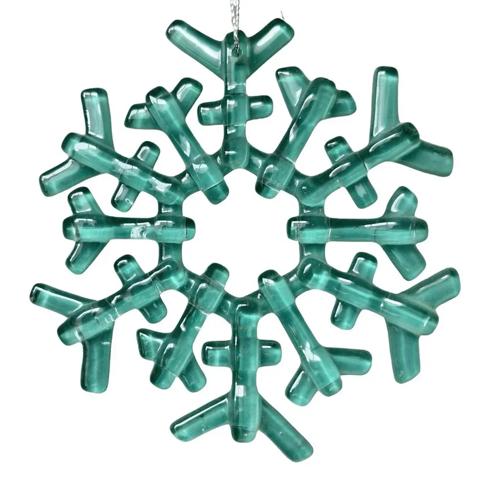 ❄ Restoration Hardware Glass Snowflake Christmas Ornaments - Set of 2
